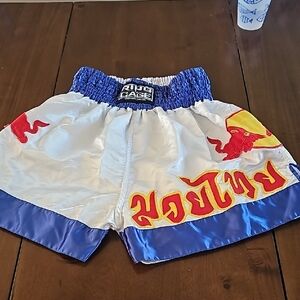 White and Blue Large Athletic Boxing Shorts